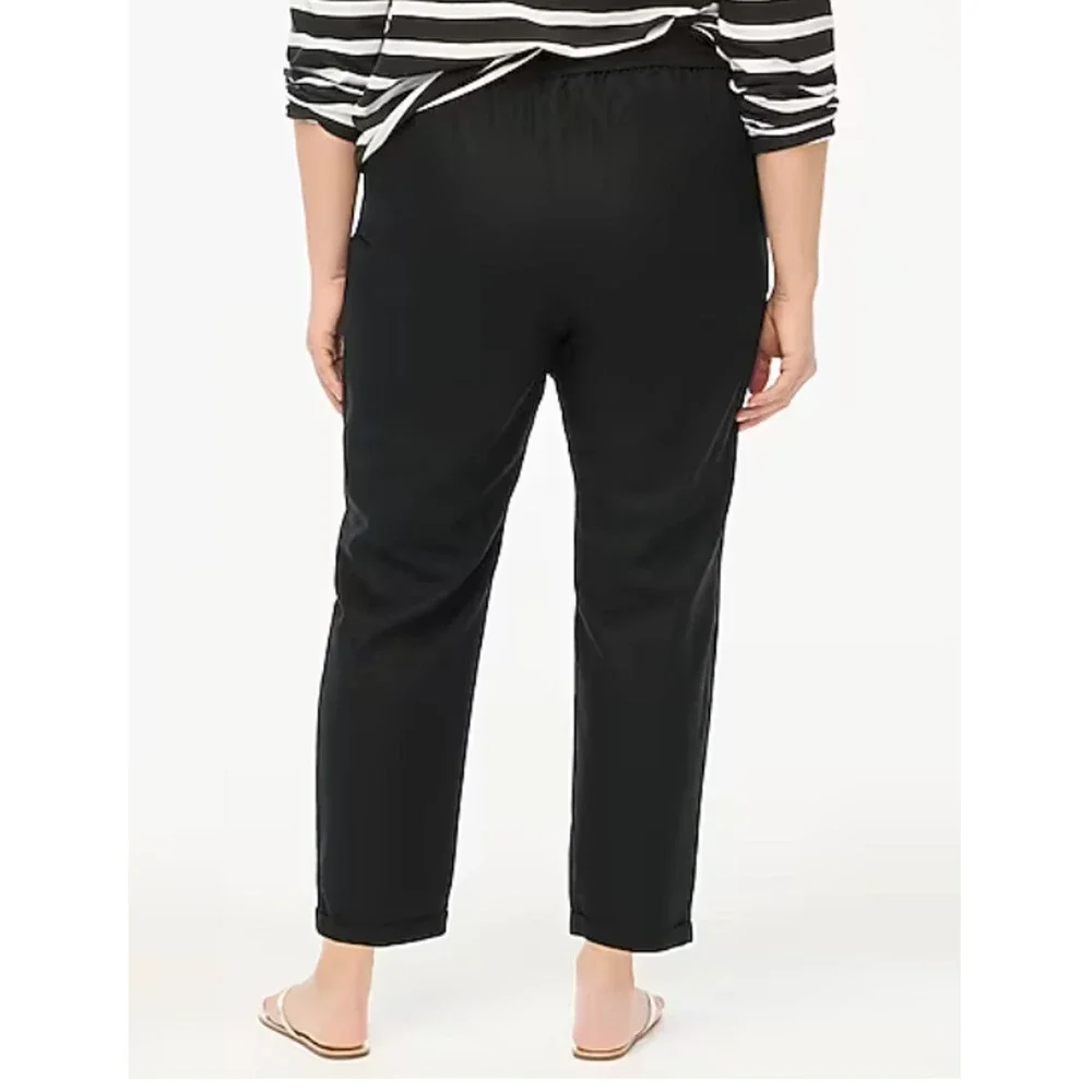 Linen-cotton blend drawstring pant Petite 4